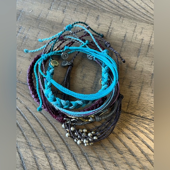 Lot of 7 Pura Vida Adjustable Bracelets Turquoise Purple - Picture 1 of 8